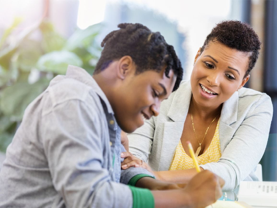 Parent helping student with applications