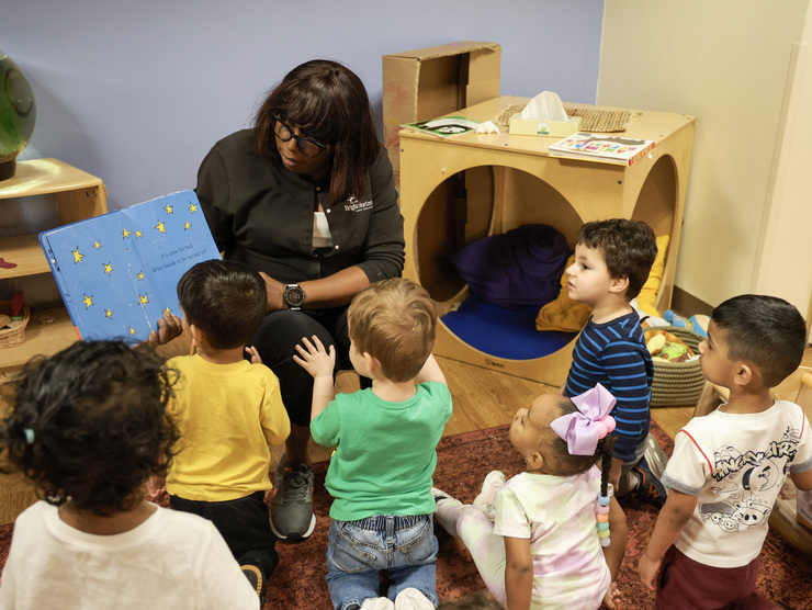 Children reading in a classroom