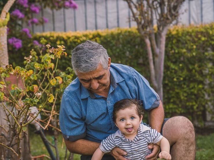 Grandfather caring for his grandson