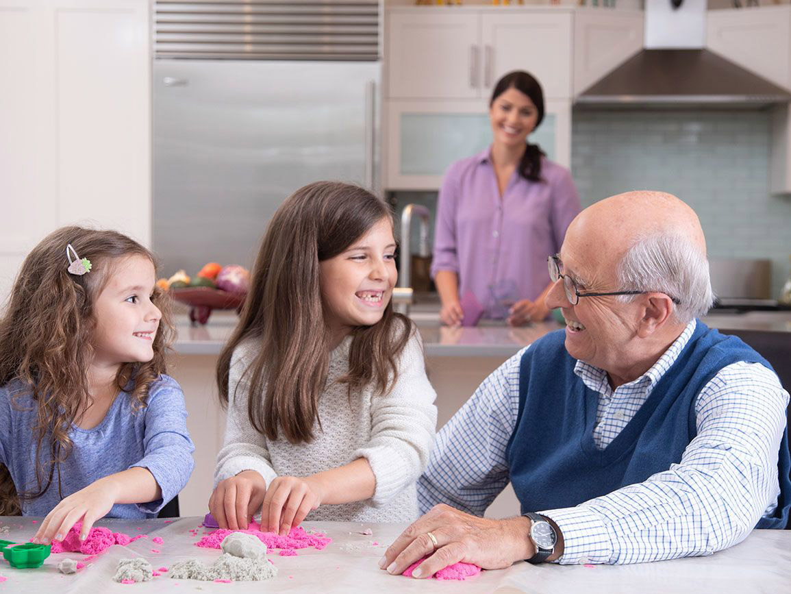 kids with grandfather