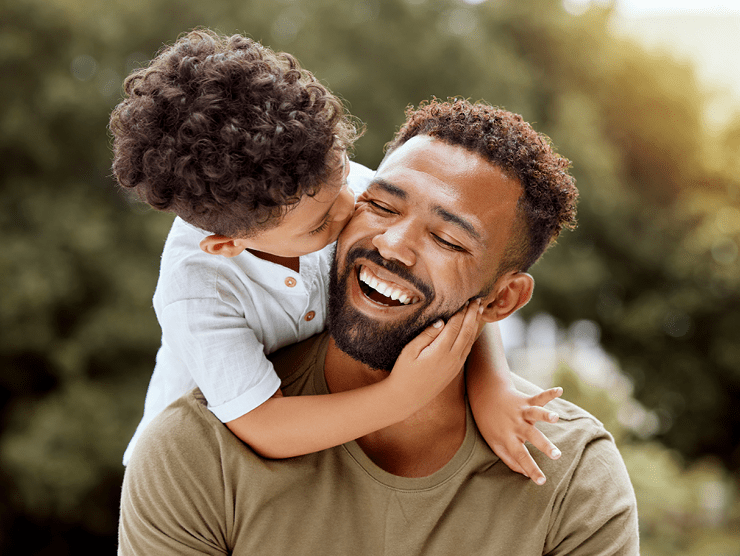 Father and son spending time together outside